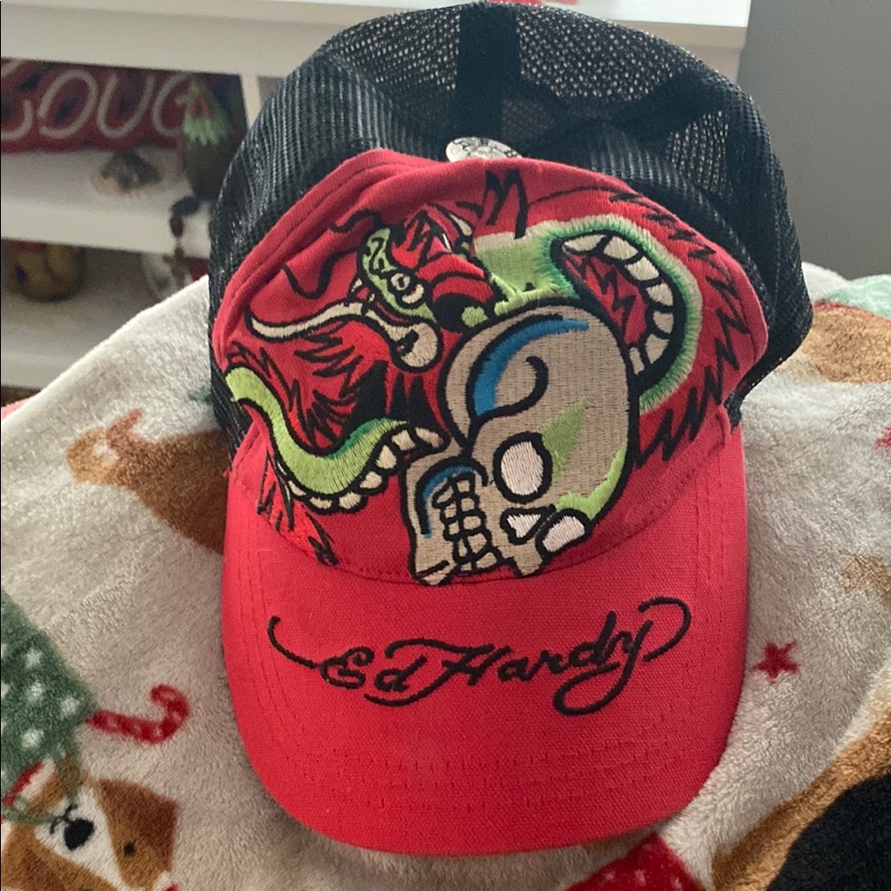 Ed Hardy Kids Red and Black Cap